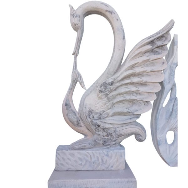Hand-Carved Sandstone Swan Statue – Garden Sculpture